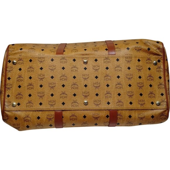(L4) Authentic MCM Travel Bag Brown PVC Luxury Vintage Designer Handbag - Picture 3 of 9